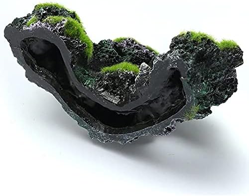 MJWDP Flocking Green Resin Aquarium Mountain Coral Recef Rock Cave Stone Moss Tanque de peixes Decoração de ornamentos