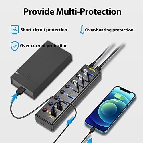 Hub USB elétrico, cenmate 8 portas splitter USB com adaptador de energia 12V/1.5A, 7 portas de dados USB 3.0 e 1 porta de carregamento USB, USB 3.0 e USB C Extlender Hub para MacBook, laptop, computador desktop