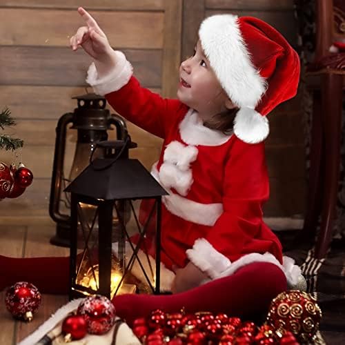 Papai Noel For Kids Christmas Papai Noel Hat Chapéu Veludo Plexh Red Xmas Holida para Decoração de Casa Os Presentes de Ano Novo