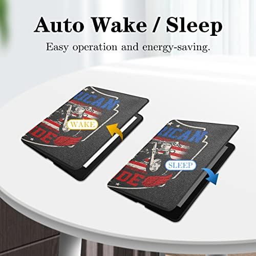 Ebook e -book Case compatível com 6,8 Kindle Paperwhite 11th Generation American Price Badge Wings Motocicleta Ebook Paperwhite Casos e tampas com sono automático/Wake