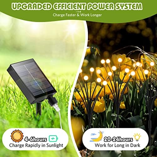 Witvalism Solar Firefly Garden Lights 2.0, 4 Pacote com luzes de caminho Starburst atualizadas, 8 modos de iluminação