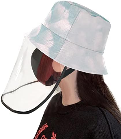 Chapéu de proteção adulto com escudo facial, chapéu de pescador anti -sun tap, moderno padrão simples olá janeiro