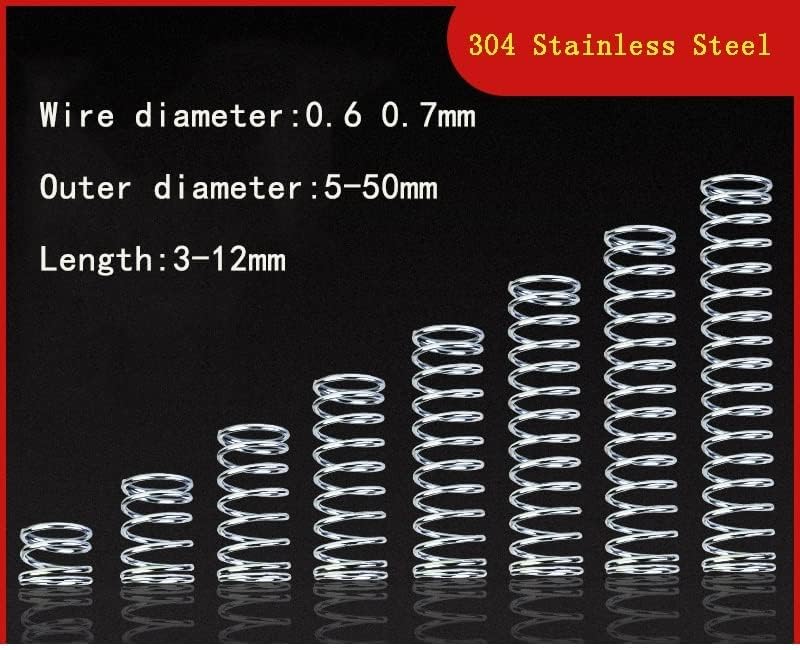 10pcs de aço inoxidável compressão mola 304 diâmetro Fio de mola compactado 0,6mm Retorno Retorno da mola y Tipo