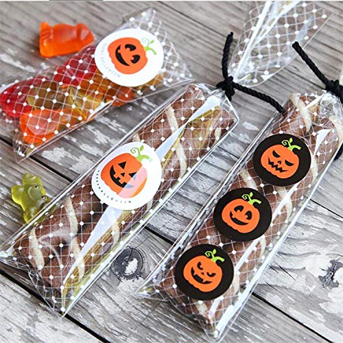 Lufox 12 lençóis redondos de abóbora Halloween Decoração/bolsa de doces Adesivo de vedação para festa de Halloween