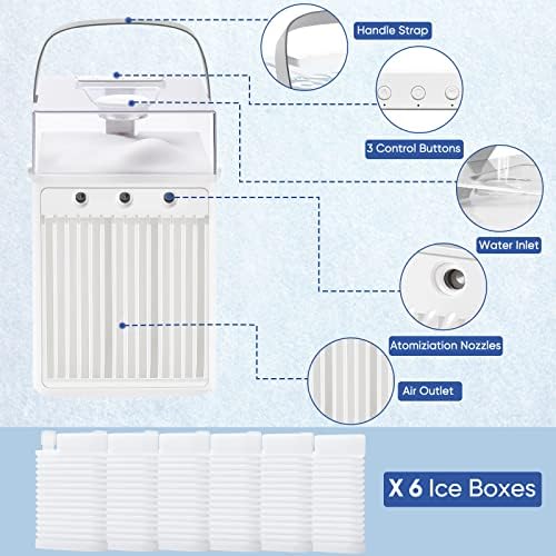 Mini ar condicionado, 4 polegadas de refrigerador de ar portátil, 3 velocidades evaporador de ar resfriador, ar condicionado de