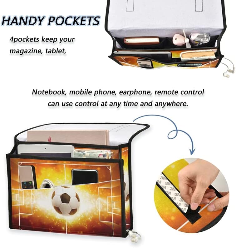 Zoeo Caddy Sports Sports Burning Soccer Ball Ball Storage Organizador de 5 bolso para controle remoto CARGER CHARGER PHENELES CHOLENES CHARGE