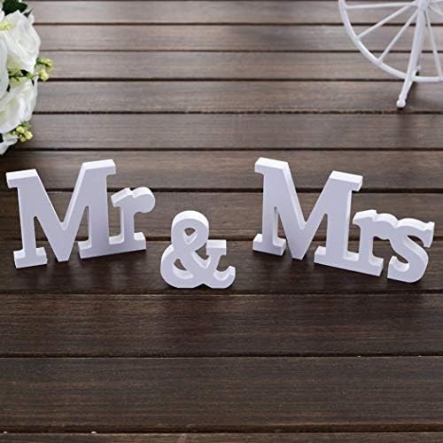 IRONBUDDY Sra. Sra. Sign Letters 3D White Letters Decoration Wooden Mr e Sra. Cartas para a Mesa de Casamento Decoração de Tabel
