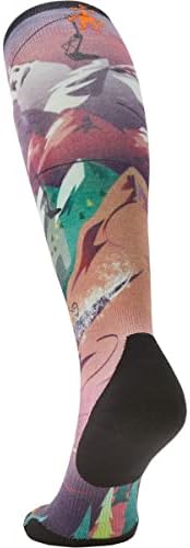 Smartwool feminino de esqui feminino Bunny Print Alvejado Merino Wool sobre as meias da panturrilha
