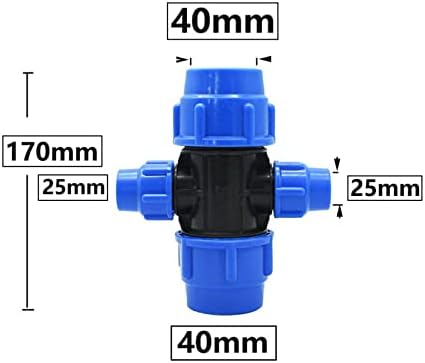 63/50/40/40/32/25/20mm de tubo de PE PE Conector rápido ajuste de transição Cruz Couplador de 4 vias Couplador plástico Tubo de água divisor 1pcs