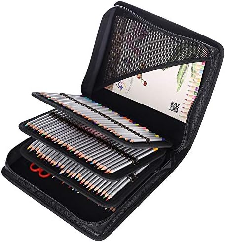 Shulaner 180 Slots PU Organizador de lápis colorido de couro PU Bolsa de transporte de grande capacidade para lápis de aquarela