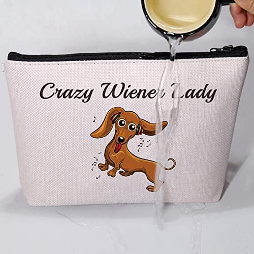 Vamsii Dachshund Wiener Dog Saco de maquiagem Crazy Wiener Lady Funny Doggies Gifts Bag