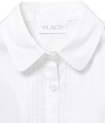 A camisa do botão de malha de manga longa para meninas do lugar infantil