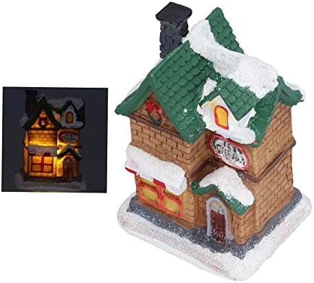Crie uma cidade de Natal mágica com luzes operadas por bateria e estatuetas de resina - Casas em miniatura da aldeia
