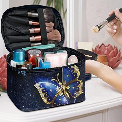 Para u projeta o suporte profissional de maquiagem de maquiagem Butterfly Print Makeup Bag Sacag de viagem para mulheres escovas