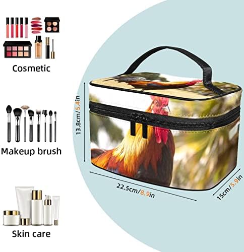 Bolsa de maquiagem de viagem Yoyoamoy com compartimento, Animal Poultry Chicken Galo Big Cosmetic Caso Caso de beleza personalizado