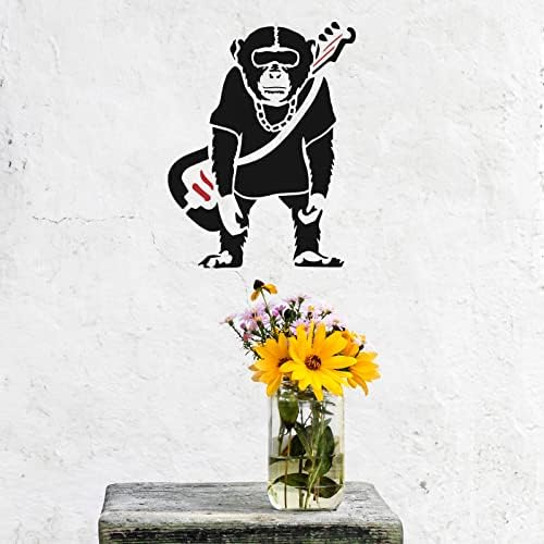 FingerInspire Banksy Chimpanzees Estêncil para pintar 11.7x8.3inch Reutiliza Orangotango Desenho de Estêncre