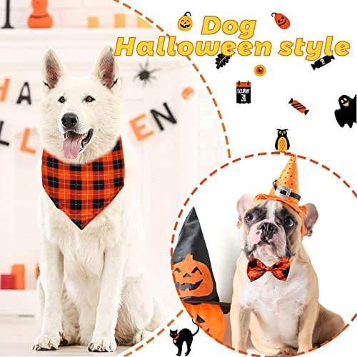 Dog Bandanas Boy Girl Halloween 4 PCs, lenço de estimação reversível para animais de estimação, BAB BAT de Candy Ghost Candy para cães