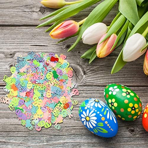 Jovitec 5 Bags Confetti de Páscoa Confette colorido Confette de coelho e ovos moldam confetes para decorações de festa da Páscoa