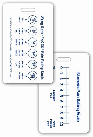Wong-Baker Faces® Dor Classificação Escala Vertical w/NRS Guia de referência de bolso do cartão de identificação de crachá