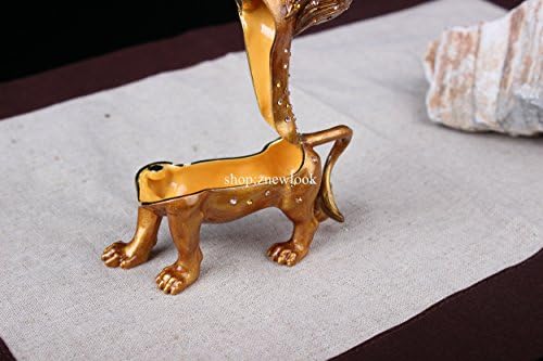 ZNewlook Lion Jewelned esmaltado caixa de bugigangas ou estatuetina caixa de bugigangas de penhas de leão
