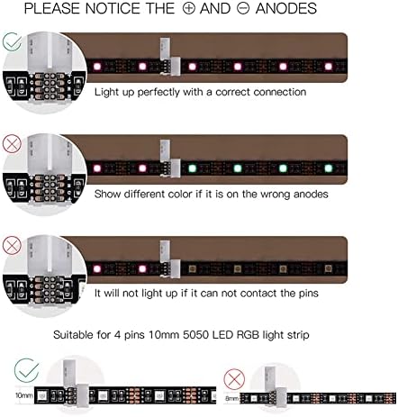 Conectores de luz LED Harrod, conector de tira LED 4 pinos Solderless | Conector de iluminação de faixa sem fúria sem tira sem