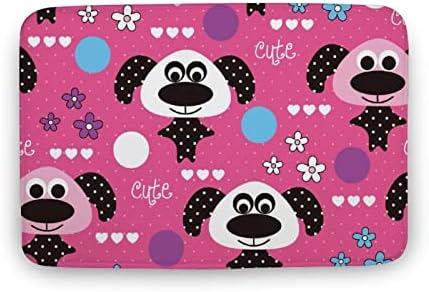 Tapete de porta interna tapetes de piso macio absorvente desenho animado de cachorro rosa, armadilhas para umidade da