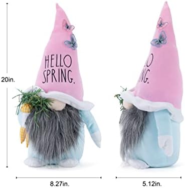 Rae Dunn Spring Gnome - Gnomos de jardinagem - Decorações de gnomos de primavera para casa e escritório - Gnomos de Páscoa