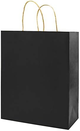 Bagmad cada 100pcs 5.25x3.25x8 polegadas Branco e preto sacos de papel com alças