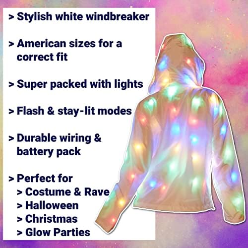 Casa de roupas de fantasia iluminada o casaco flash capuz rave luzes adultas para crianças roupas de família masculino