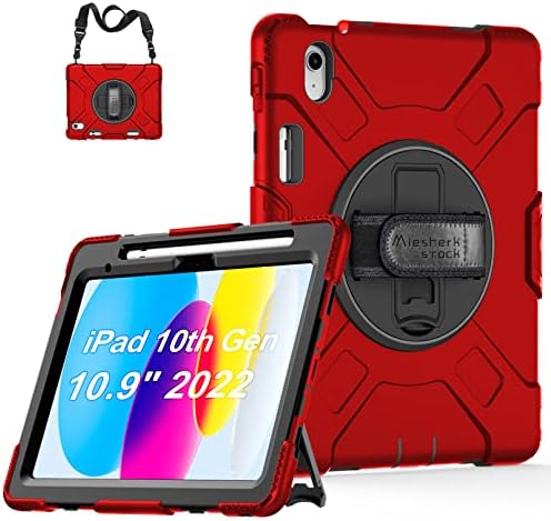 iPad 10th Geração Caso 2022 preto + arco -íris + vermelho