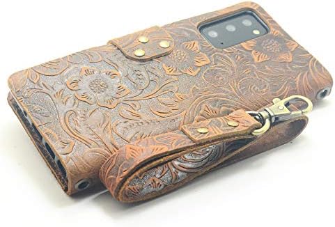 Jjnusa feita à mão, carteira de couro com angustiação genuína para Samsung Galaxy Note 20 6,7 polegadas 2020 5G capa de capa