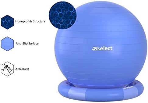 Cadeira de bola de exercícios HBSELECT e bandas de estabilidade anti-deslizamento e bandas de resistência, bola de ginástica