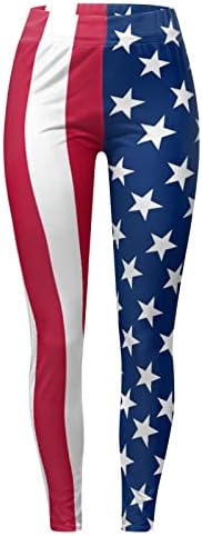 American Flag Patriótico Patriótico Legging Mulheres de cintura alta American Bandeira ioga Pontas