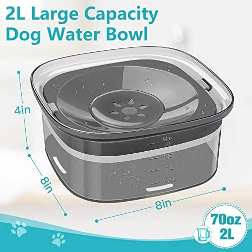 Hikeout Dog Water Bowl 70oz sem derramamento de cachorro tigela, lento alimentador de água à prova de derramamento de viagem tigela
