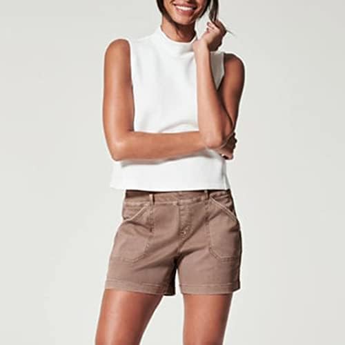 Shorts shorts de sarja de trechos femininos shorts de caminhada regularmente com bolsos de verão shorts atléticos casuais