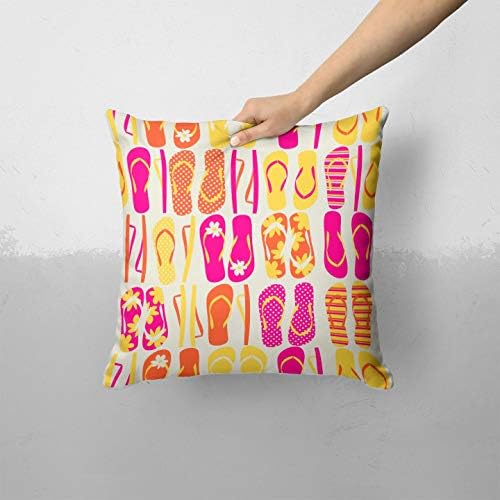Iirov vibrante vetor de flip -flop rosa e amarelo - decoração decorativa personalizada decoração de casa interna ou externa Tampa de travesseiro para sofá, cama ou almofada de sofá