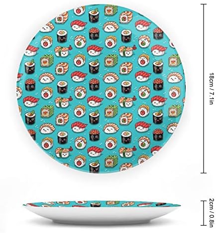 Sushi Kawaii Design Vintage Bone China Decor Plate com Stand Round Decorative Plate Home Wobble-Plate