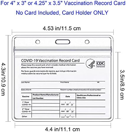 Protetor de carteira de vacina, protetor de cartão de vacinação CDC, suporte para cartões de vacina de 4 x 3 polegadas ou 4 3/8 x 3 1/2 polegadas de imunização do cartão de imunização, manga de cartão de vacinação de plástico de vinil transparente