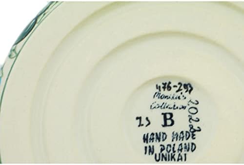 Tigela de cerâmica polonesa de 8 polegadas com alças Signature Unikat + Certificado de Autenticidade
