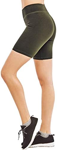 I & S Women's Mid coxa de algodão shorts Treino de exercícios de caminhada Yoga Boyshorts Ativo