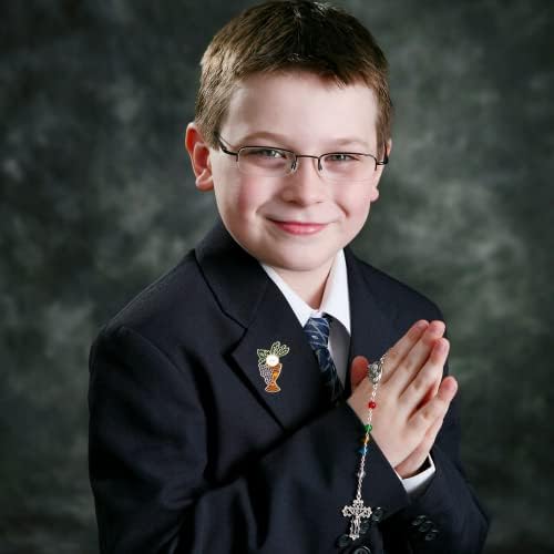 Luz de Christ Chalice Pin e cartão de oração, First Comunhão Presentes para meninos e meninas católicos, 1 polegada
