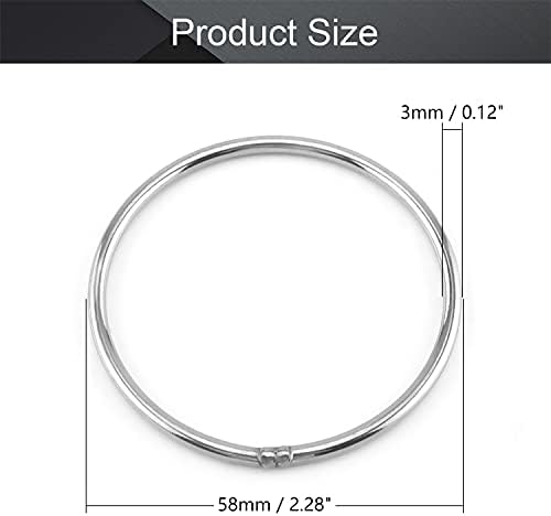 MROMAX 2PCS 201 Aço inoxidável o anel 2,36 od x 0,12 espessura amarrar anéis redondos soldados sem costura 60mm x 3 mm para pendurar