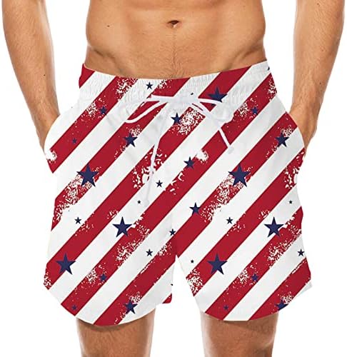 Mens shorts de natação rápida seca 5 American Flag Swim Trunks Board Shorts Award de banho com revestimento de malha
