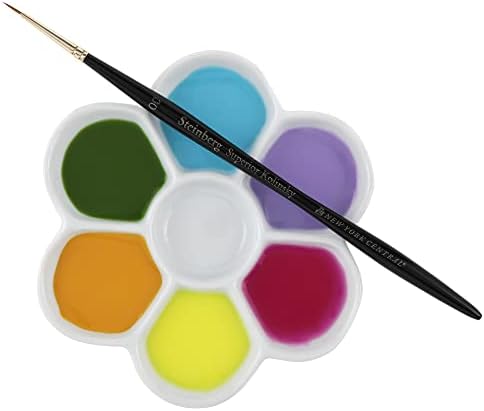 Bandeja de paleta de tinta de porcelana com vidros criativas para aquarela, guache, mistura de cores - diâmetro branco