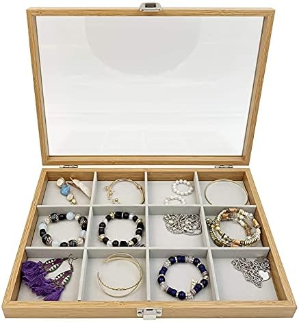Caixa de armazenamento de jóias de jóias de salto de jóias com tampa de jóias transparentes Organizador de jóias Bandeja para bracelete