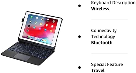 INI IPAD Teclado Case para iPad 2018 - iPad 2017 - iPad Pro 9.7 - iPad Air 2 & 1-360 Rotatável - sem fio/Bt - Litra de backlit 7 Cores - Ipad com teclado para iPad OS
