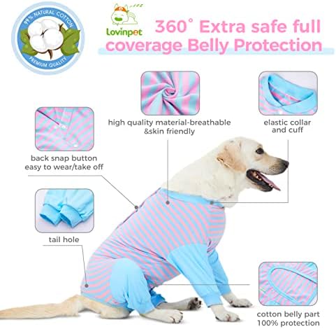 LOVINPET DOG Bodysuit-Após a cirurgia, Big Dog Recovery Suit Anti lamber as roupas da ferida abdominal Pós-operatória