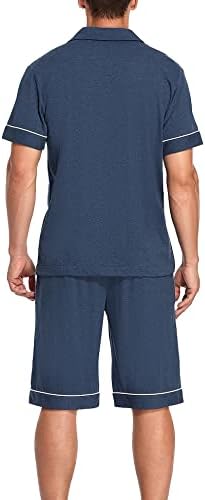 Colorfleaf Men's algodão de manga curta Pijama Conjunta botão para baixo colarinho de colarinho de colarinho suave PJS com bolsos