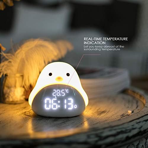 CuJux desenho animado fofo Time Bird Night Light Alarm Relk Silicone Touch USB Lamp Led Night Lamp for Childre