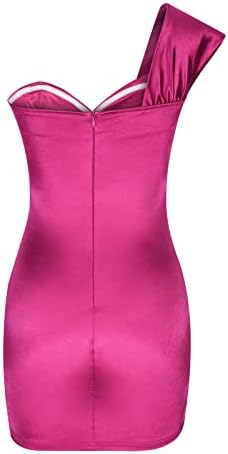 Oplxuo feminino Mini vestido de cetim sexy Low Cut One Ombro Bodyned Bodycon vestidos de festa de cocktail de festa